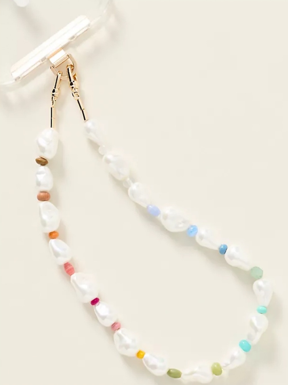 Anthropologie Pearl Rainbow Beaded Phone Chain Charm